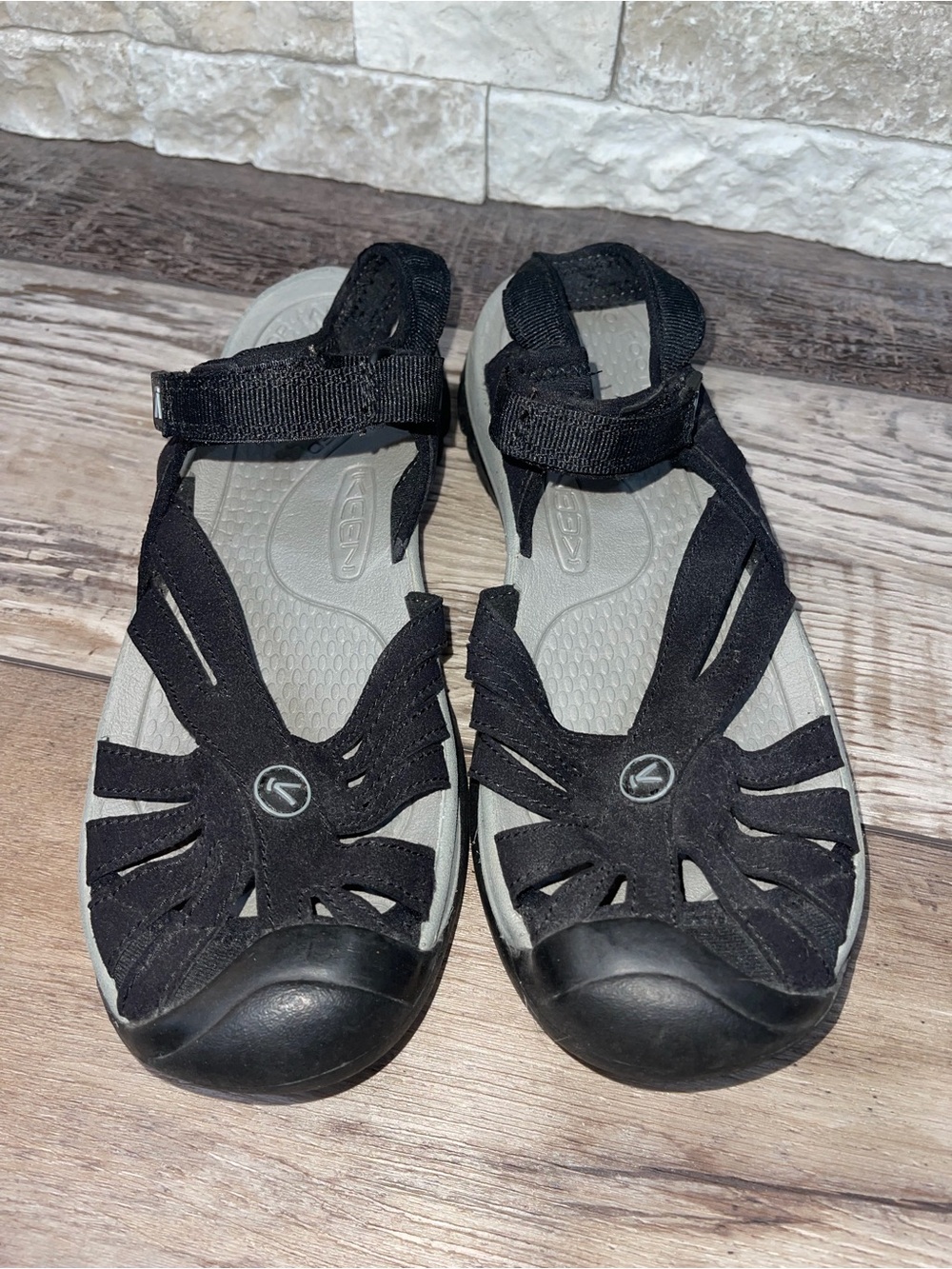 Keen Rose Slingback Sandals Shoes Black/Neutral Gray 1008783 Women's Size 9.5